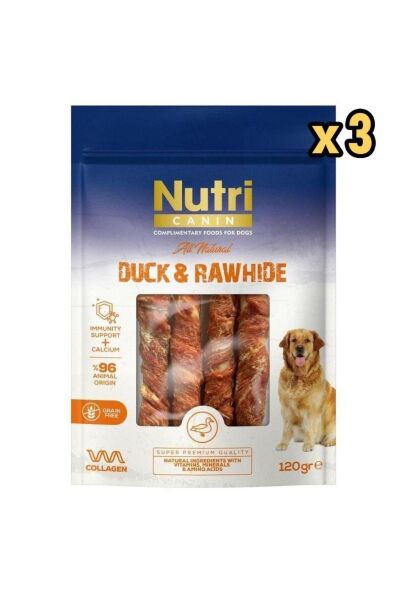 Rawhide Ördek Eti Sarili Orta/Büyük Irk Köpek Kemik Ödülü 120 Gr x 3 Adet